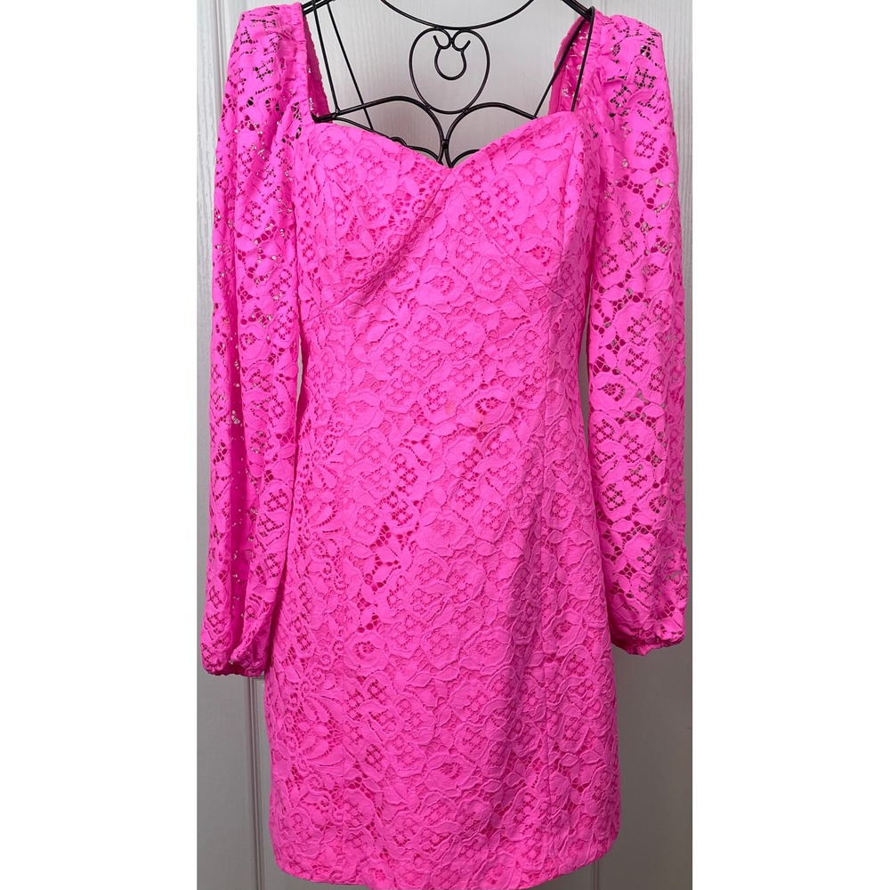 Lilly Pulitzer Juliah Dress Prosecco Pink Lace Puff Sleeve Mini Sz 10 NWT Barbie
